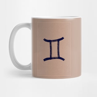 Blue Gemini on tan paper Mug